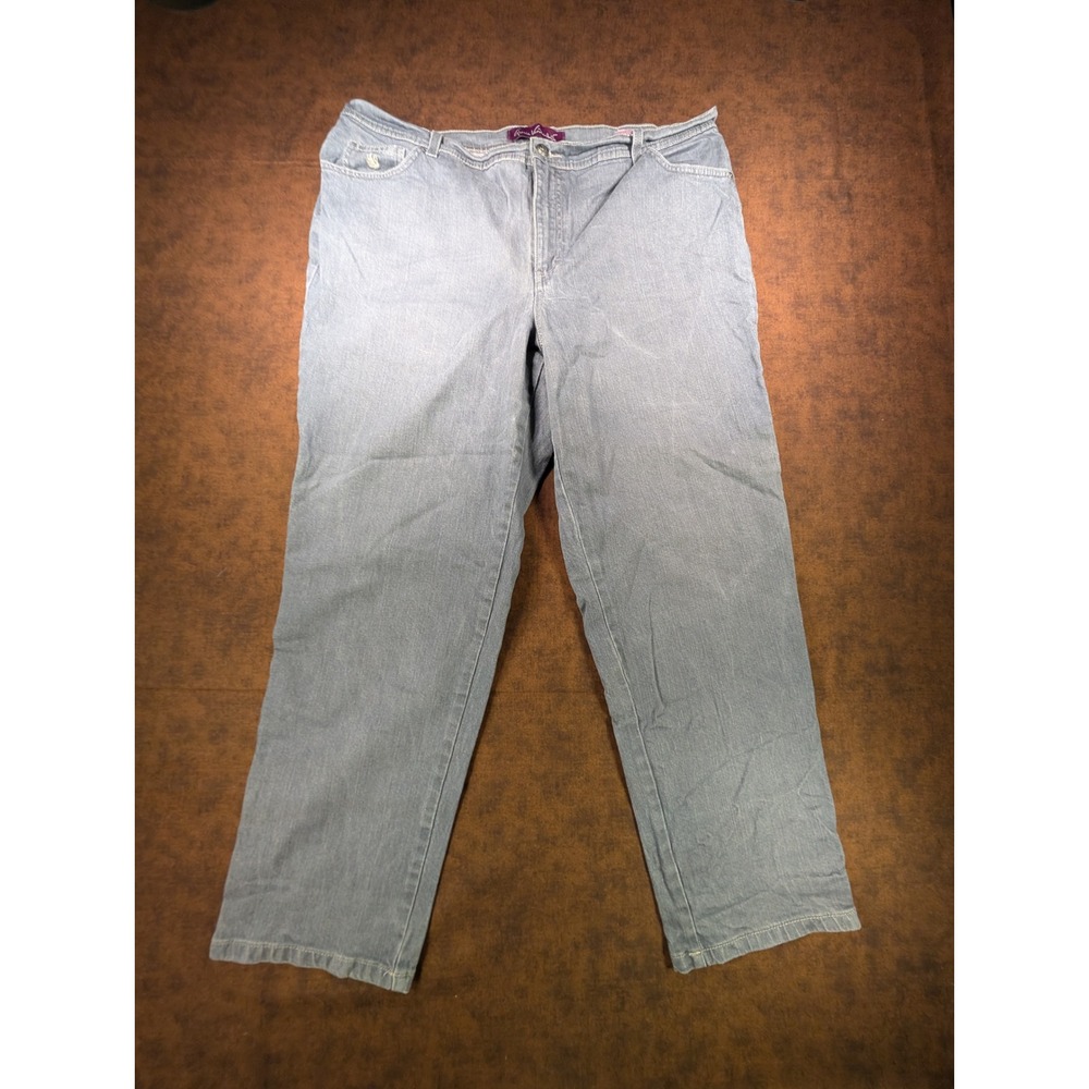Gloria Vanderbilt Amanda Gray Tapered Leg Stretch Jeans Plus Size 20W‎ High Rise
